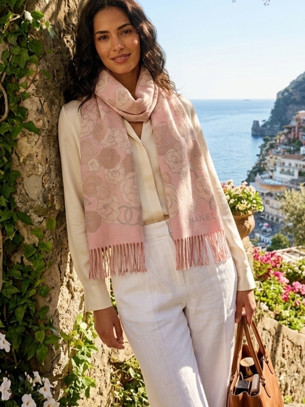 Cashmere Silk Scarf Pink & Blue